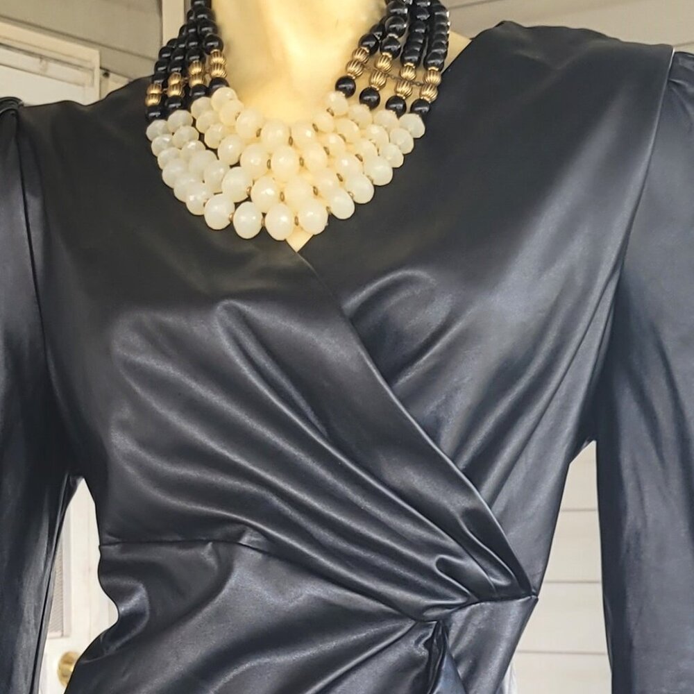 ZARA--Deep V cut, Faux leather dress - Picture 2 of 4